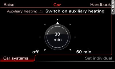 MMI display: Switching auxiliary heating on/off immediately